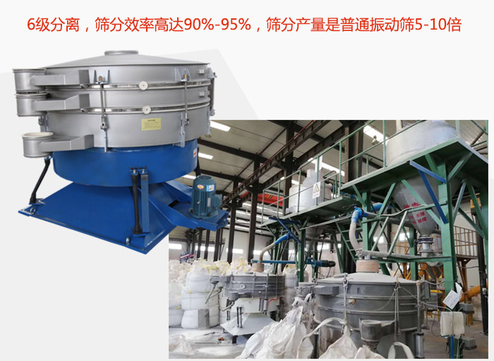 搖擺篩采用6級分離，篩分效率高達90%-95%，篩分產量是普通振動篩5-10倍