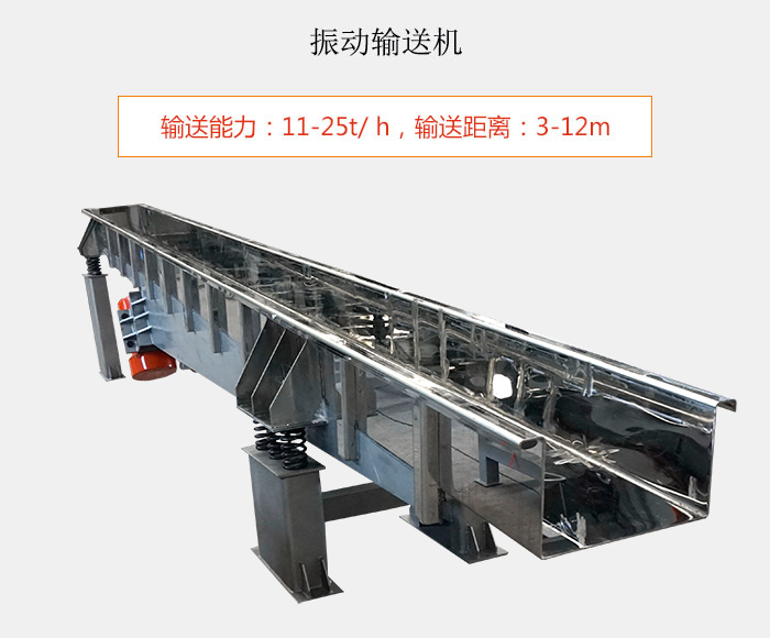 振動(dòng)輸送機(jī)：輸送能力：11-25t/ h，輸送距離：3-12m