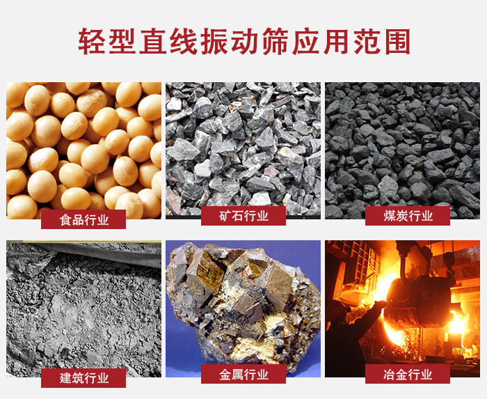 輕型直線振動(dòng)篩應(yīng)用范圍較廣多使用與顆粒狀,粉狀以及其它重型行業(yè)的輸送。
